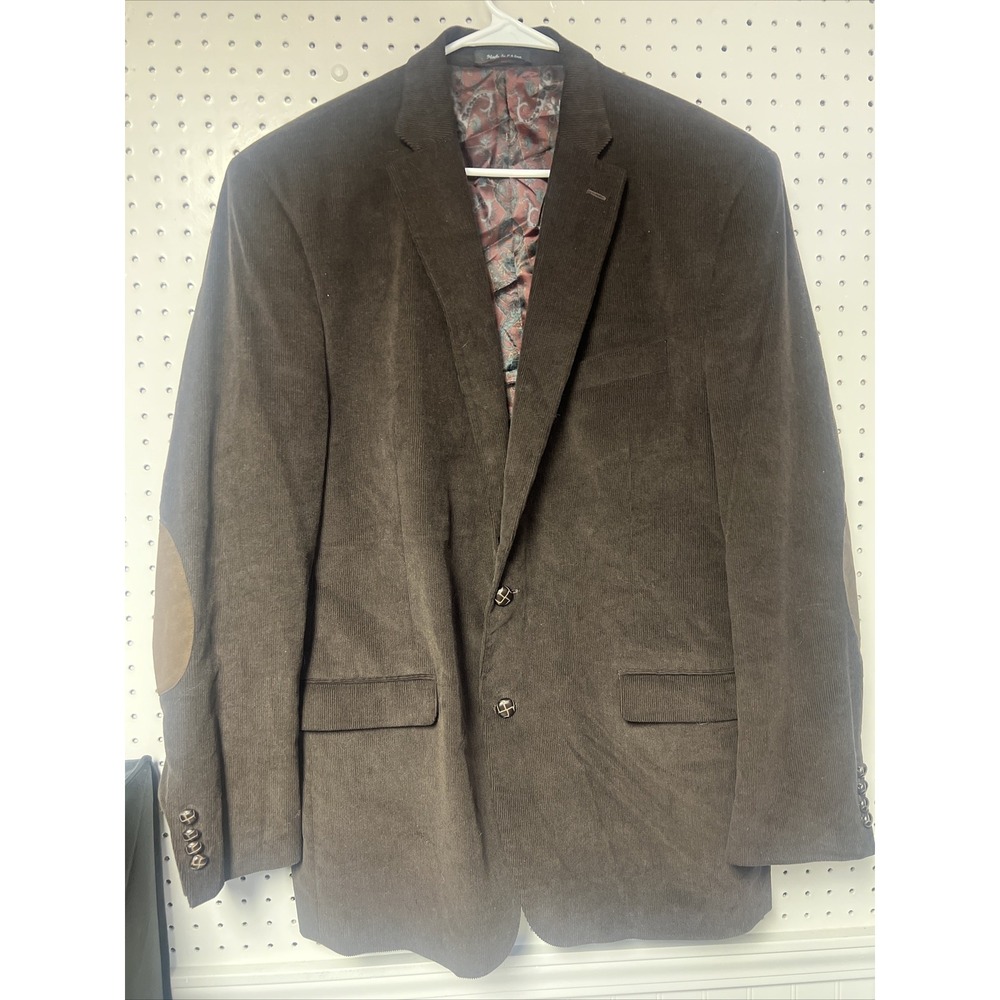 Ralph Lauren Corduroy Brown Elbow Patch Paisley Liner Blazer SportsCoat Size 46L